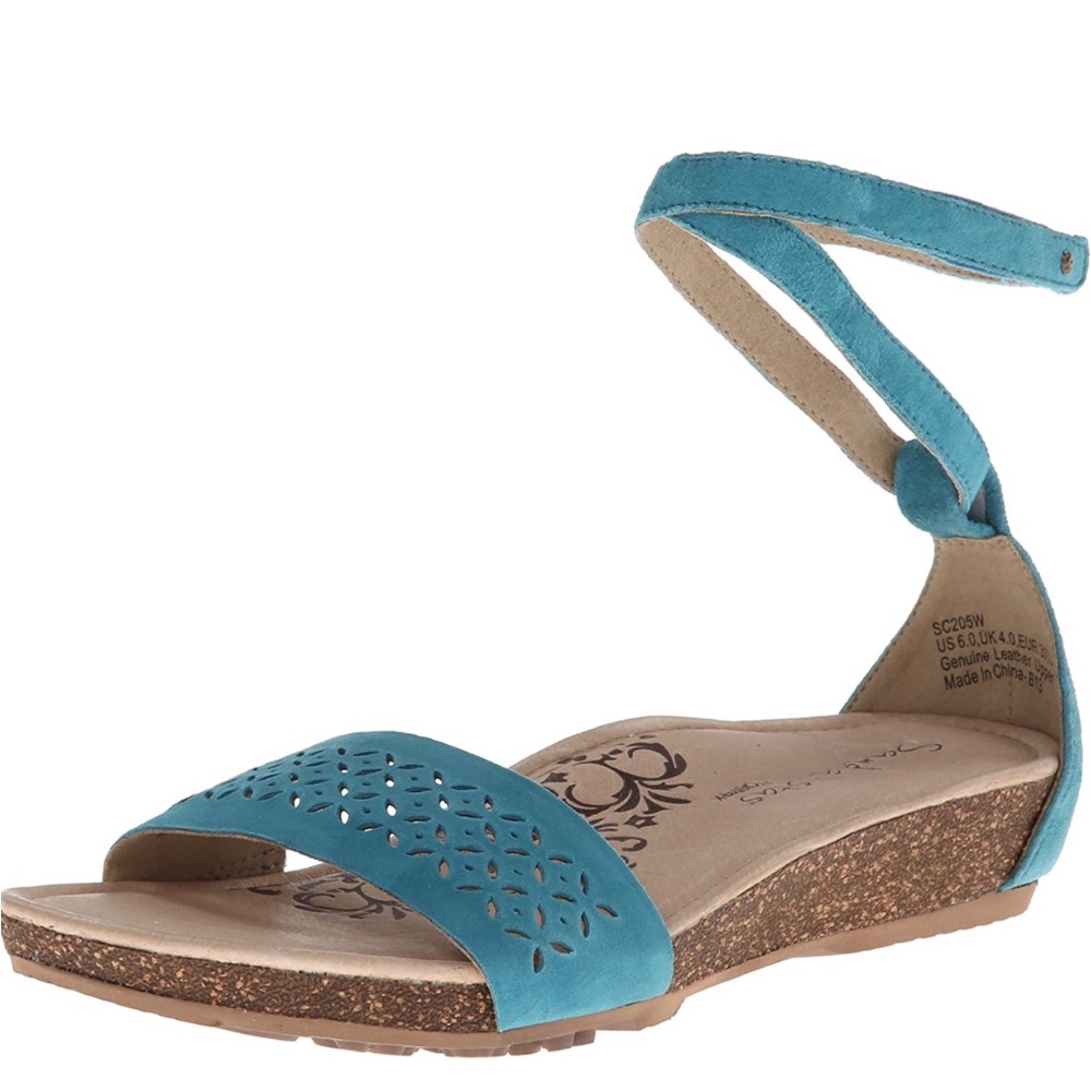 ARTREX | Marissa Ankle Strap Teal Sandals